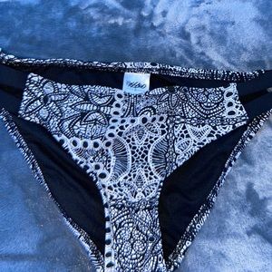 black and white target swim bottoms